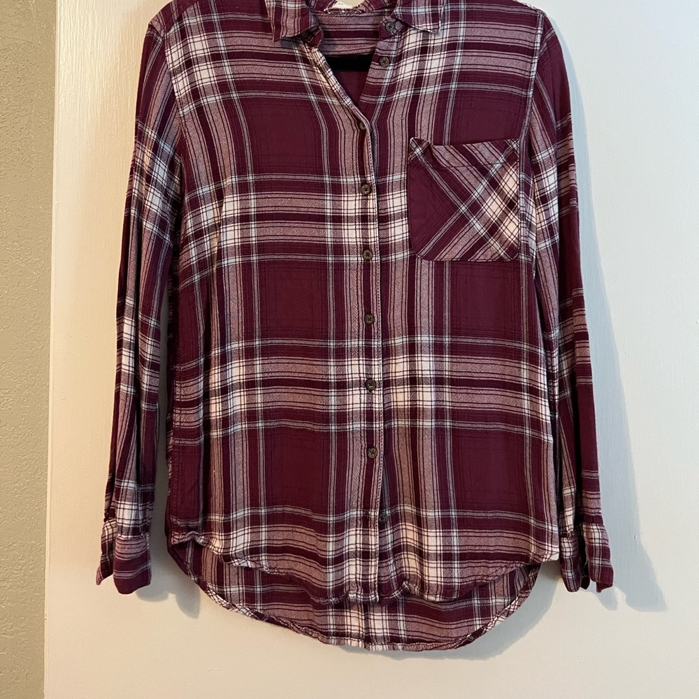 Maroon xs garage button up
